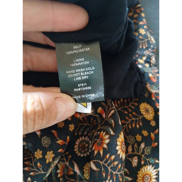 Evereve Olivia Flounce Mini Dress Size Small Brown Floral Elastic Waist Fall - Picture 9 of 9